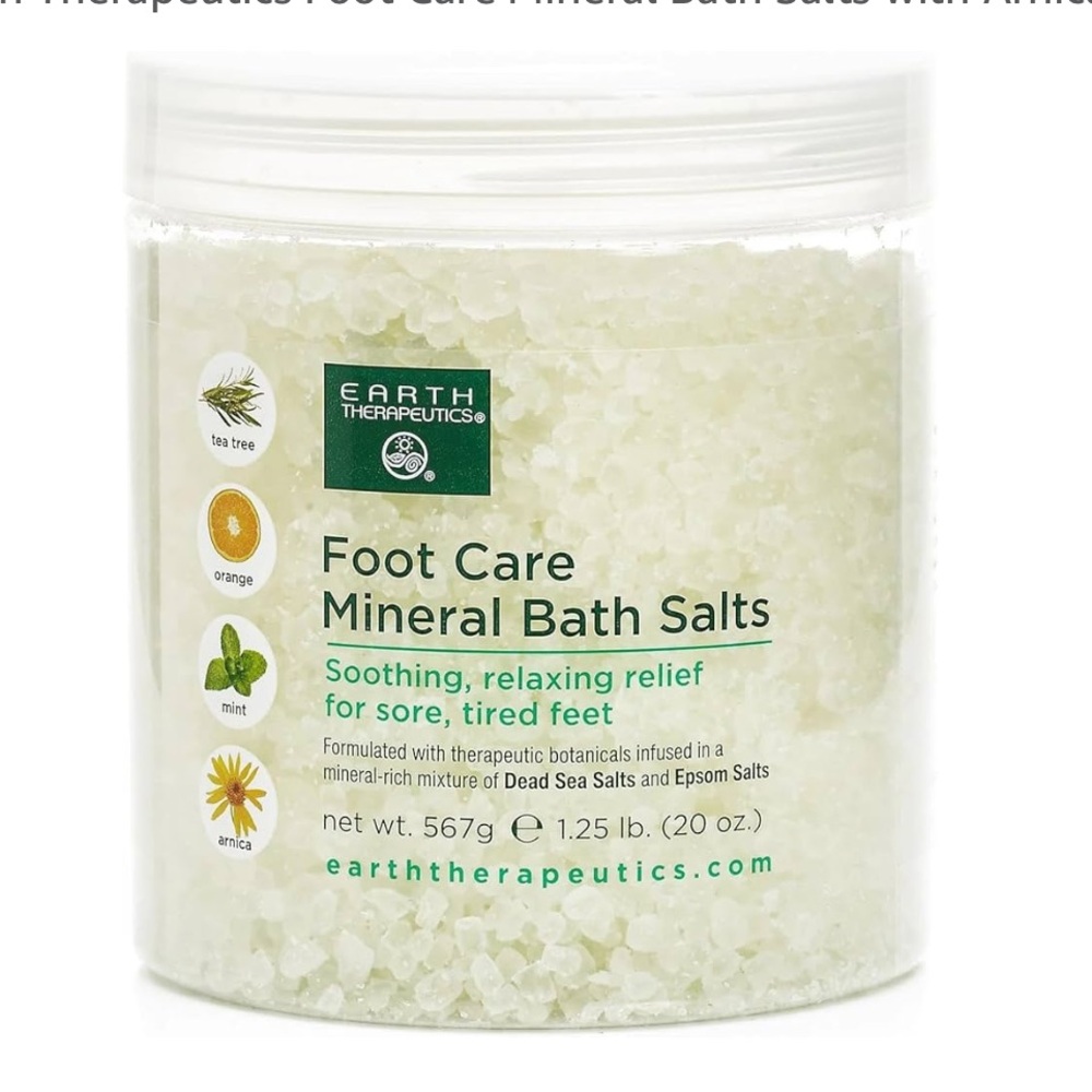 NWT Earth Therapeutics Foot Care Mineral Bath Salts with Arnica 20 oz/1.25 pound